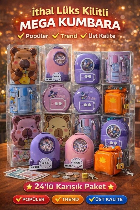 MEGA İTHAL KİLİTLİ KUMBARA / 24LÜ PAKET